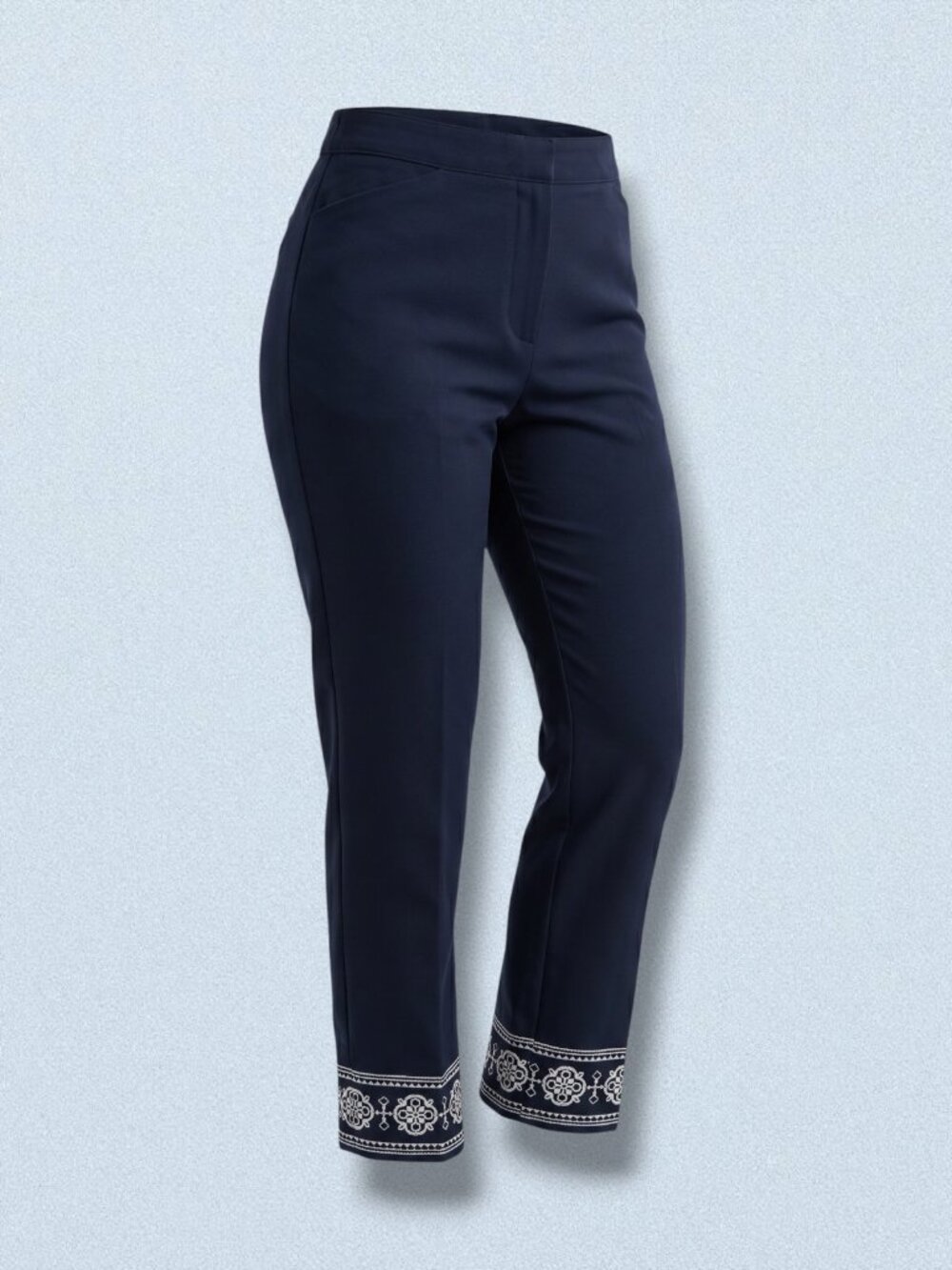 Ruby Rd. Navy Blue Bayside Luxe Stitch Detail Capri Pants 10